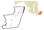 Worcester County Maryland Incorporated and Unincorporated areas Ocean City Highlighted